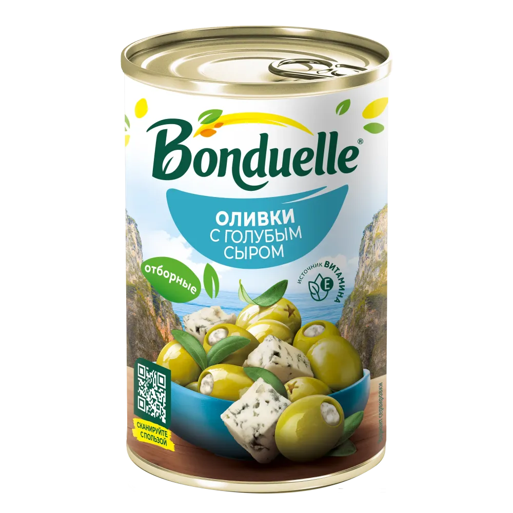 Оливки без косточки Bonduelle, с голубым сыром, 300 г