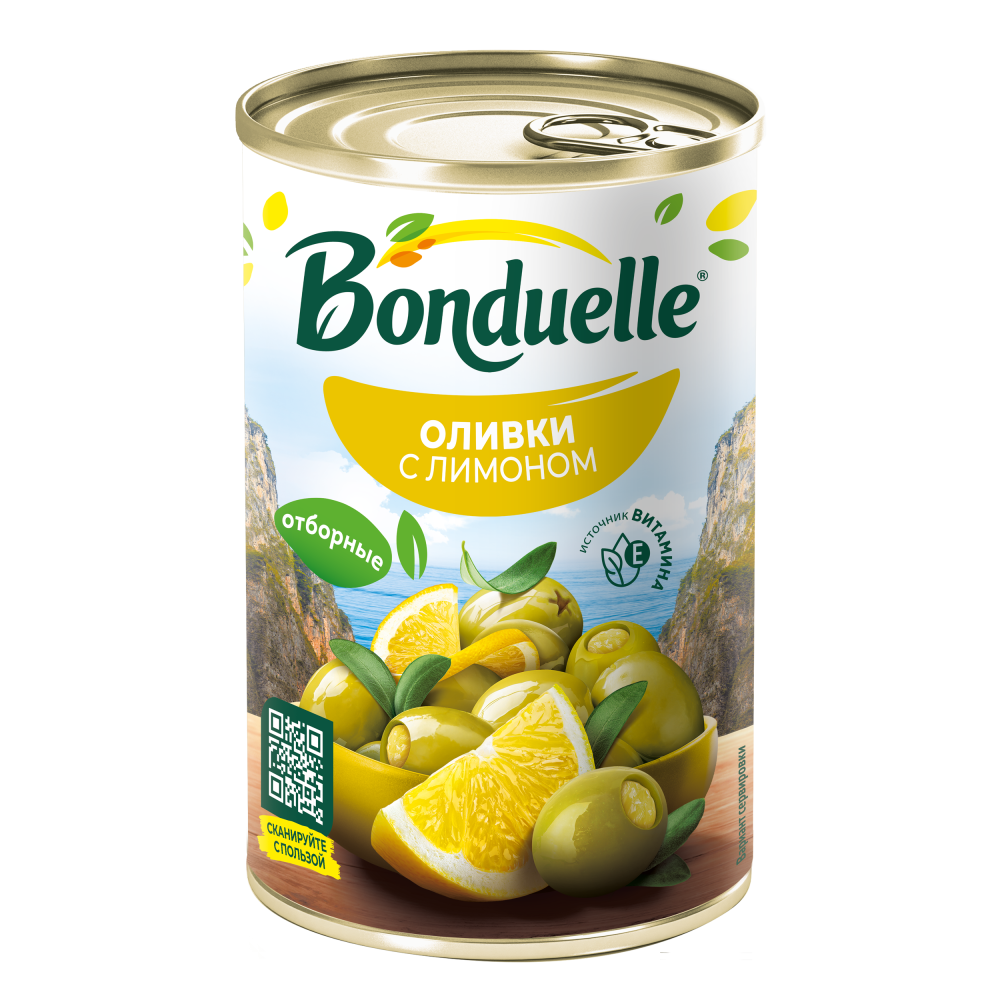 Лимон қосылған Bonduelle сүйексіз көк зәйтүндері, 300 г