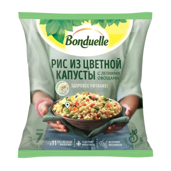Bonduelle түсті орамжапырақтан жасалған күріш, жазғы көкөністер қосылған мұздатылған көкөністер қоспасы, 400 г