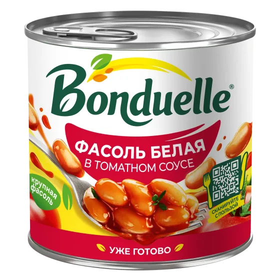 Bonduelle қызанақ тұздықта ақ консервіленген үрме бұршағы, 400 г