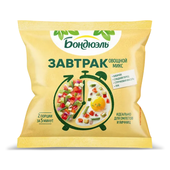 Bonduelle Кәді қосылған таңғы ас, омлет пен уыздыққа арналған қоспа мұздатылған көкөністері, 200 г