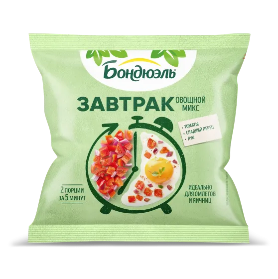 Bonduelle Қызанақтар қосылған таңғы ас, омлет пен уыздыққа арналған қоспа мұздатылған көкөністері, 200 г