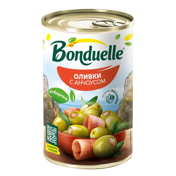 Анчоус қосылған Bonduelle сүйексіз көк зәйтүндері, 300 г