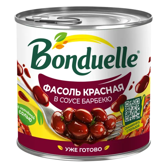 Классикалық барбекюге қосылған Bonduelle қызыл консервіленген үрме бұршағы, 400 г