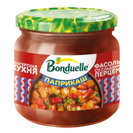 "Паприкаш" тәтті бұрыш қосылған тұздықтағы Bonduelle ақ үрме бұршағы, 350 мл