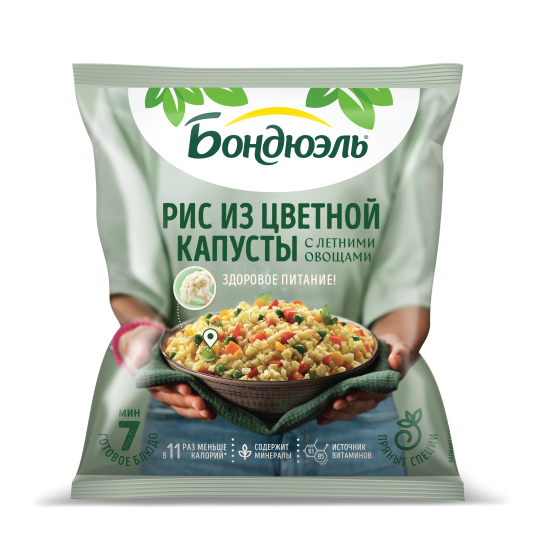 Bonduelle түсті орамжапырақтан жасалған күріш, жазғы көкөністер қосылған мұздатылған көкөністер қоспасы, 400 г